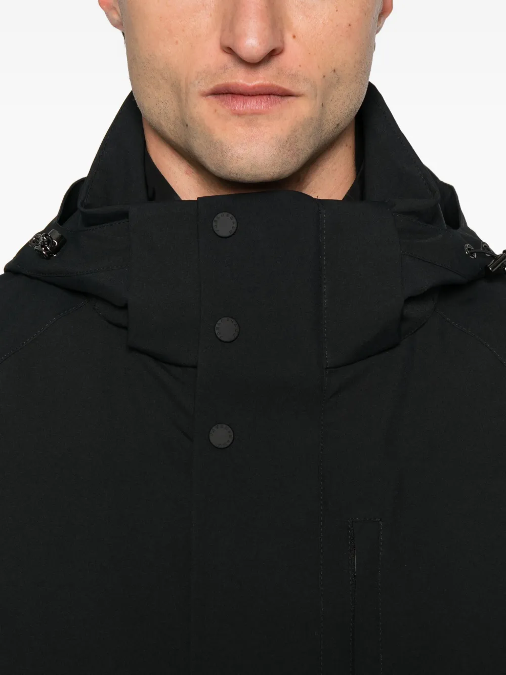 Paul & Shark Hooded Snap-fastening Jacket In Black