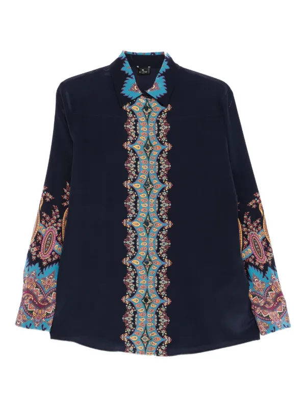 ETRO ペイズリー柄シルクシャツ ETRO ペイズリー シャツ | ブルー | FARFETCH JP