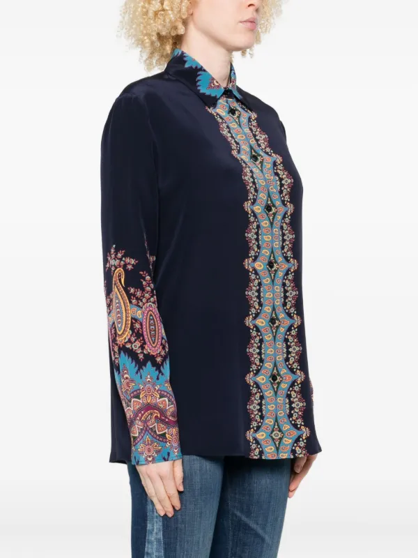 ETRO ペイズリー柄シルクシャツ ETRO ペイズリー シルクシャツ | ブラック | FARFETCH JP