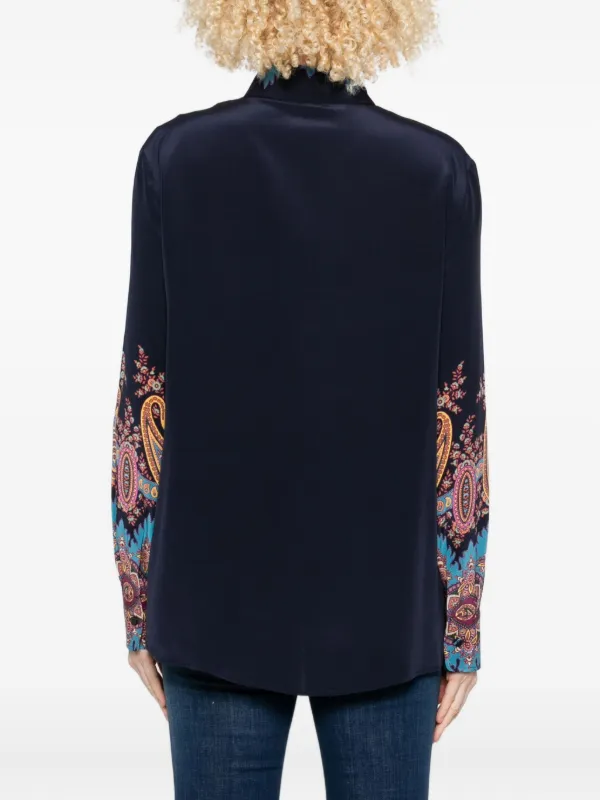 ETRO ペイズリー柄シルクシャツ ETRO ペイズリー シャツ | ブルー | FARFETCH JP