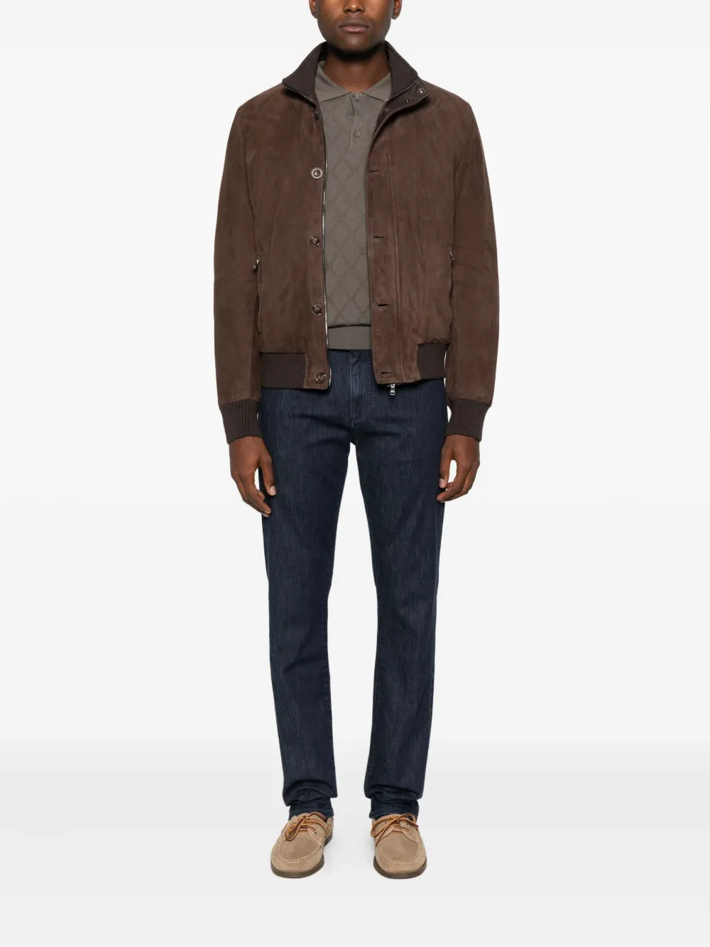 Canali Linnen poloshirt - Bruin