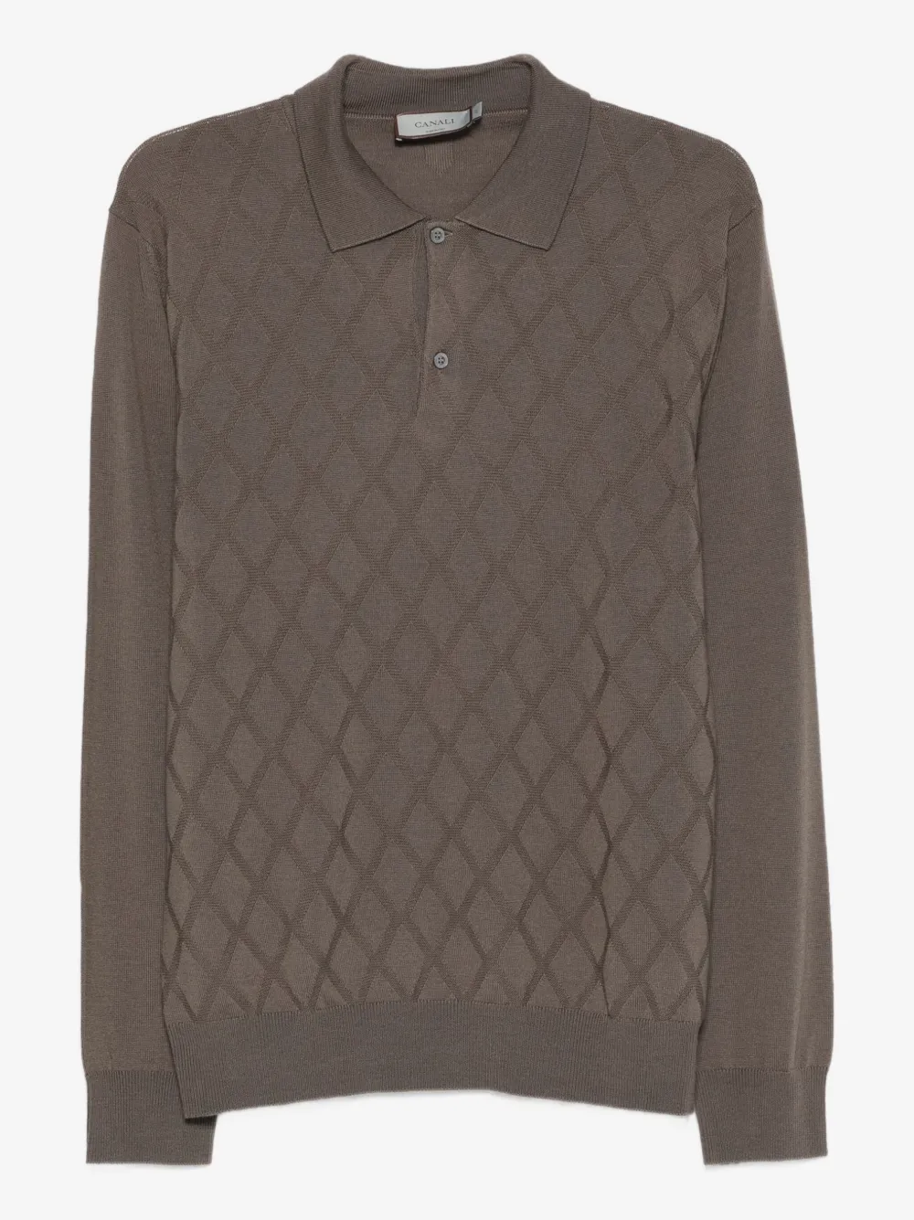Canali diamond-pattern polo shirt | Brown | Image 1