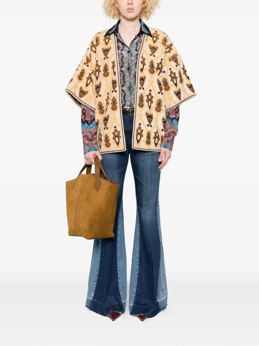 ETRO Jack met patroon en korte mouwen Beige
