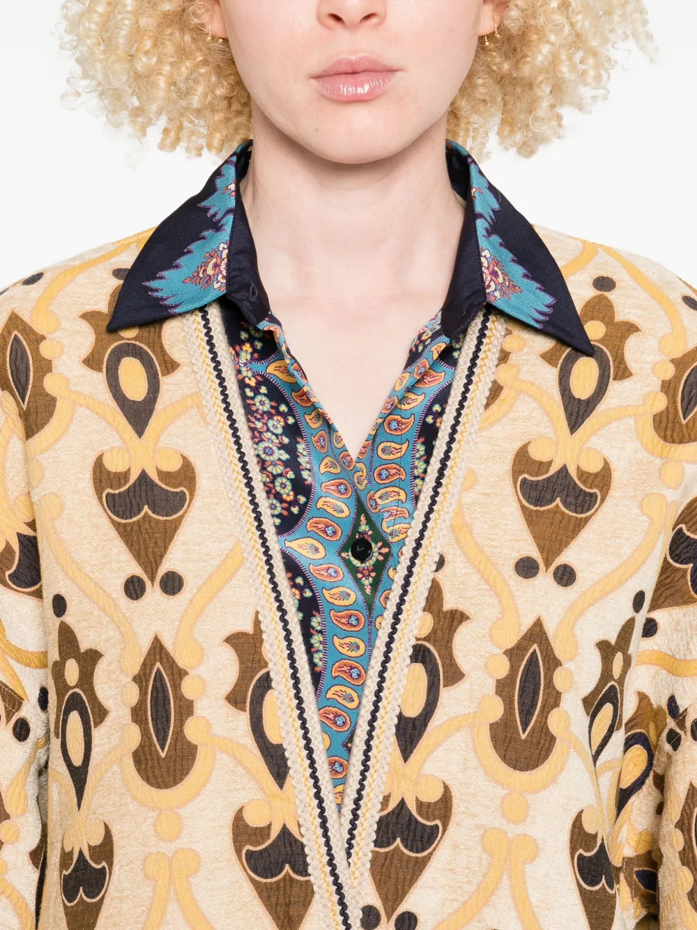 ETRO Jack met patroon en korte mouwen Beige