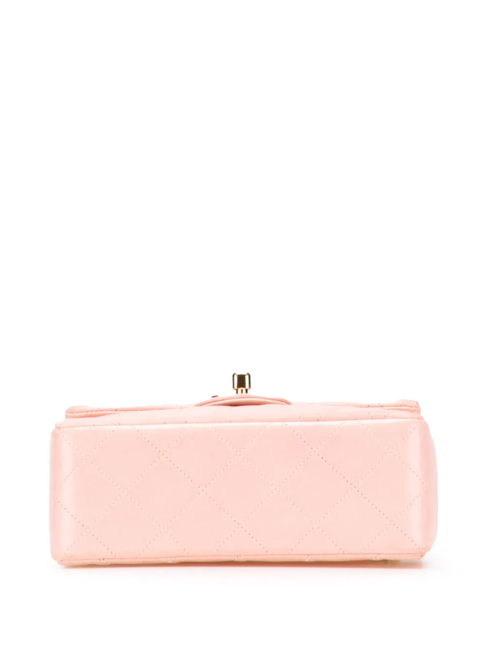 Pre-owned Chanel 1991-1994 Mini Square Classic Lambskin Single Flap Crossbody Bag In Pink