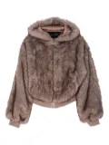 LOU ANDREA hooded faux-fur jacket - Grey