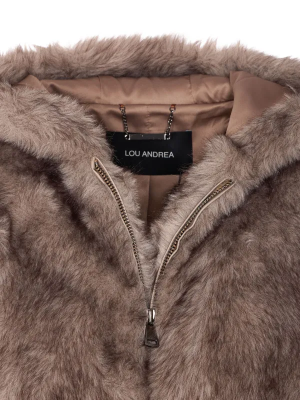 LOU ANDREA Hooded faux-fur Jacket | Grey | FARFETCH