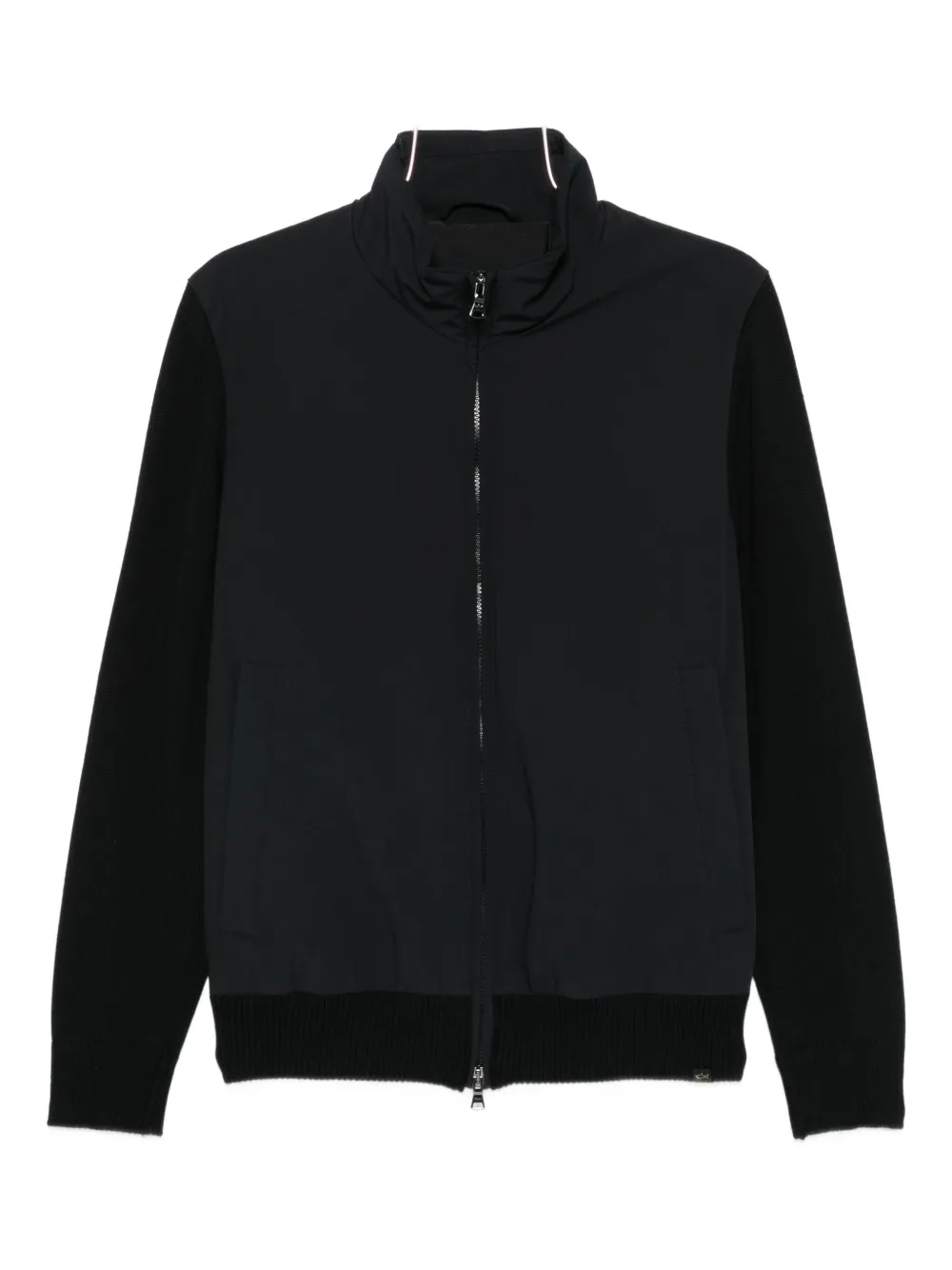 Paul & Shark Wool-paneled Zip-up Jacket In Black