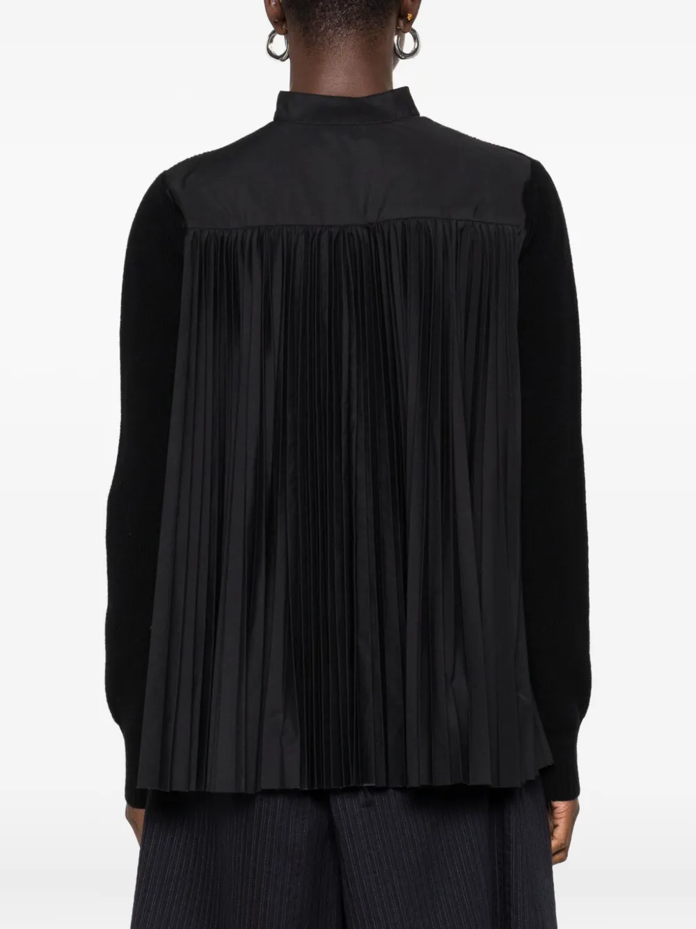 sacai Geribbeld vest met knoop Zwart