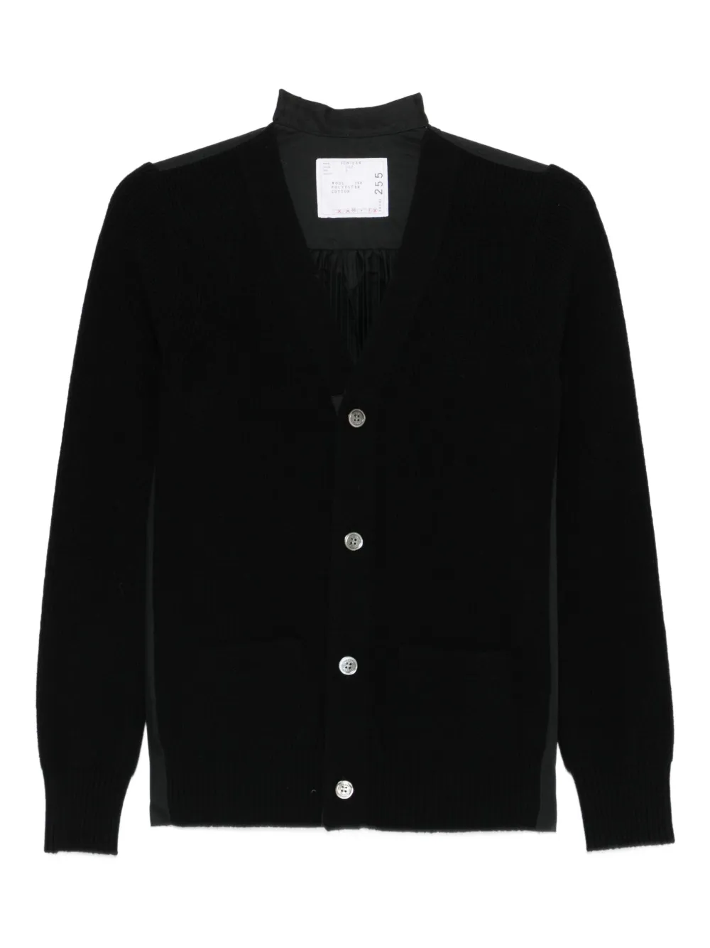 Sacai Geribbeld vest met knoop Zwart
