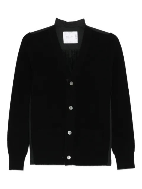 sacai ribbed button cardigan