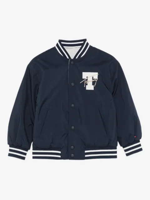 Tommy Hilfiger Junior logo-embroidered baseball jacket