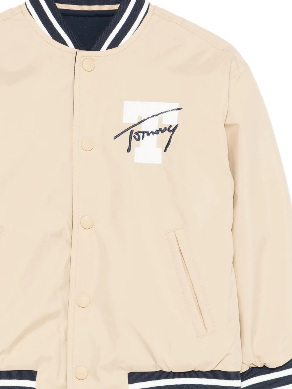  Tommy Hilfiger Junior Signature-logo Bomber Jacket - Ab9 Beige/blu 
