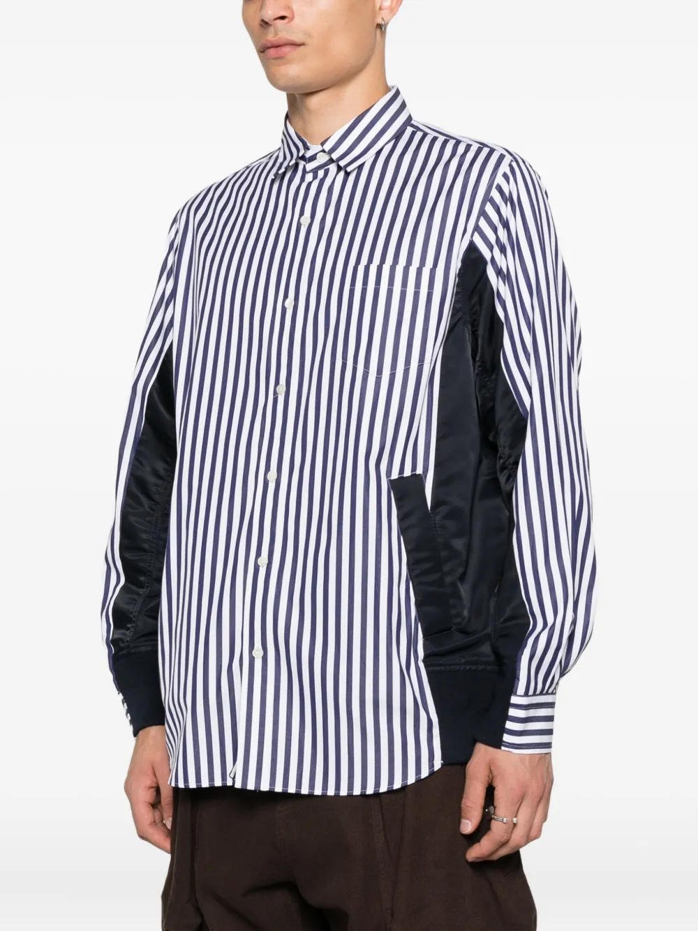 sacai Gestreept overhemd met vlakken Blauw