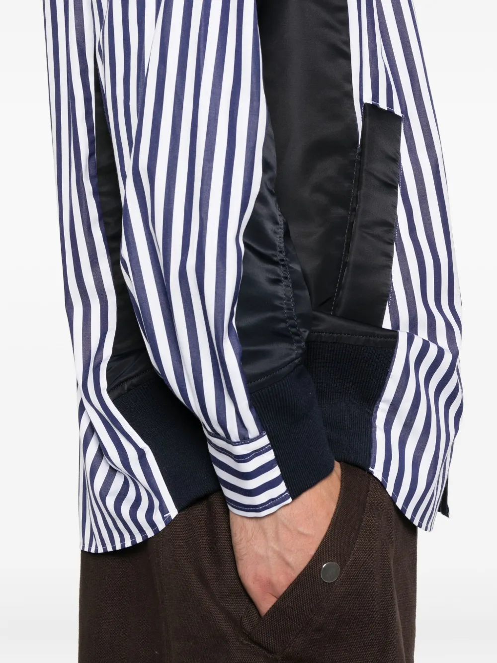 sacai Gestreept overhemd met vlakken Blauw