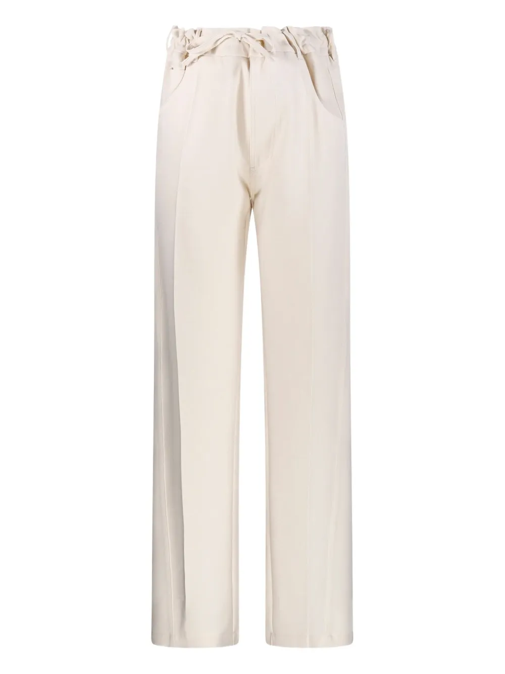 Darkpark Drawstring Pocketed Straight Trousers In White