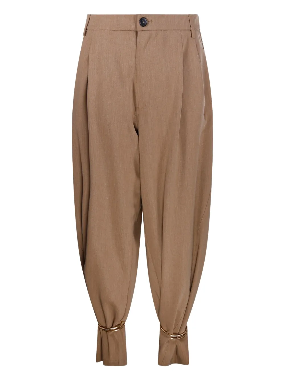 Darkpark Pleated Cuffed Tapered Trousers In Neutral