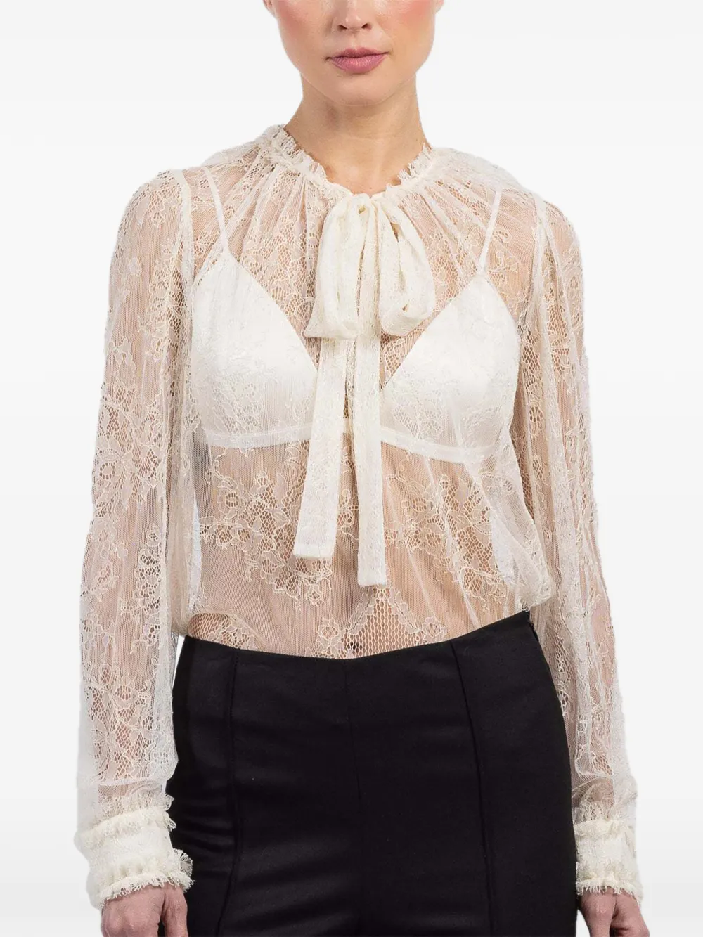 Ulla Johnson Iliana lace tie-detail blouse - Toni neutri