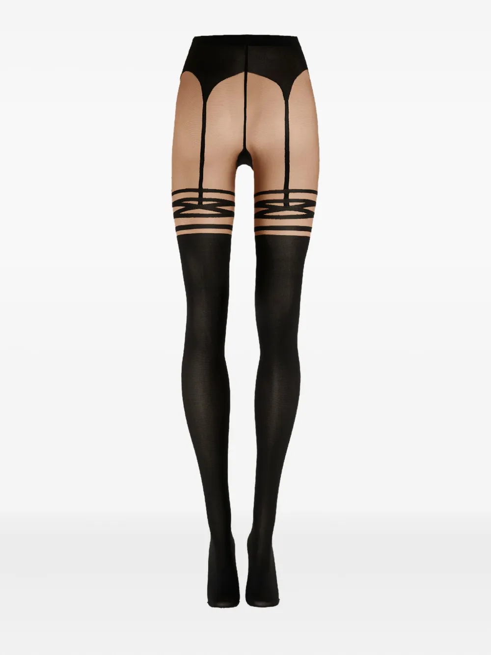 Wolford Suspender Patterned Tights In Black