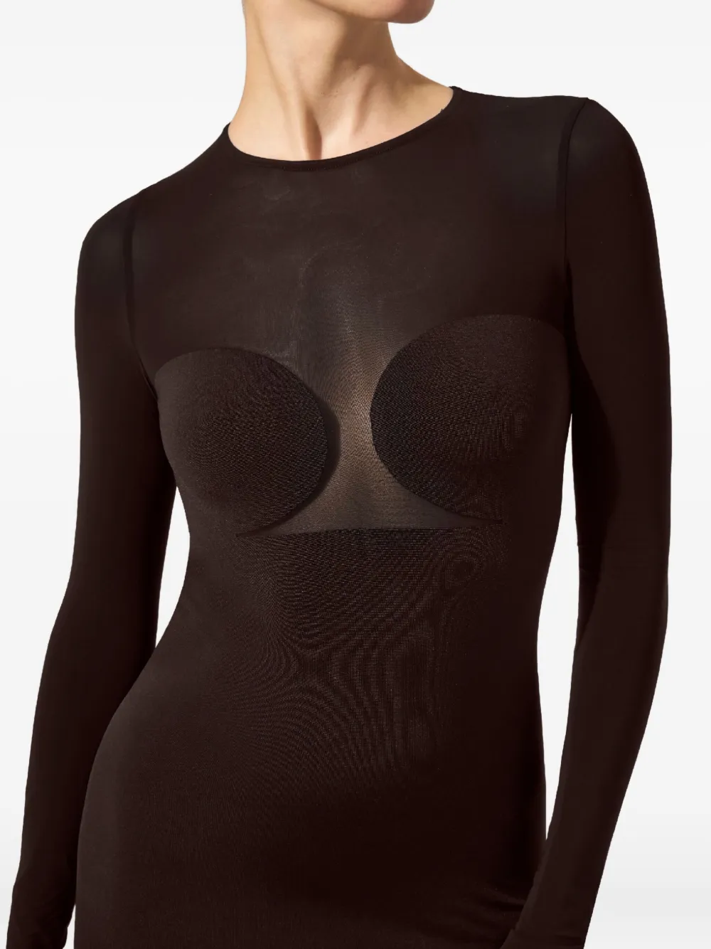 Wolford Semi-sheer Long-sleeve Midi Dress In Black