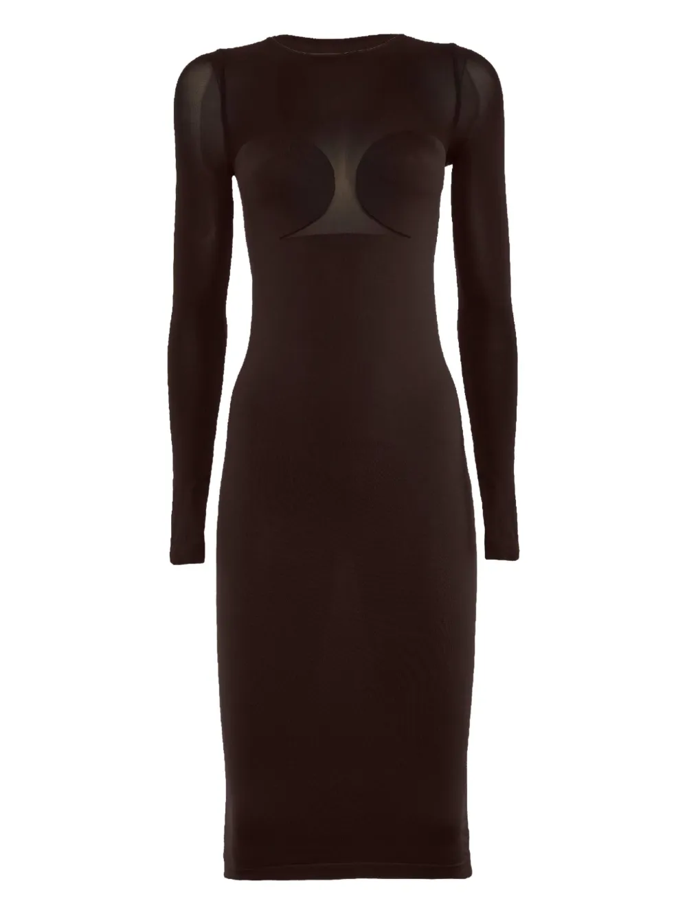 Wolford Semi-sheer Long-sleeve Midi Dress In Black