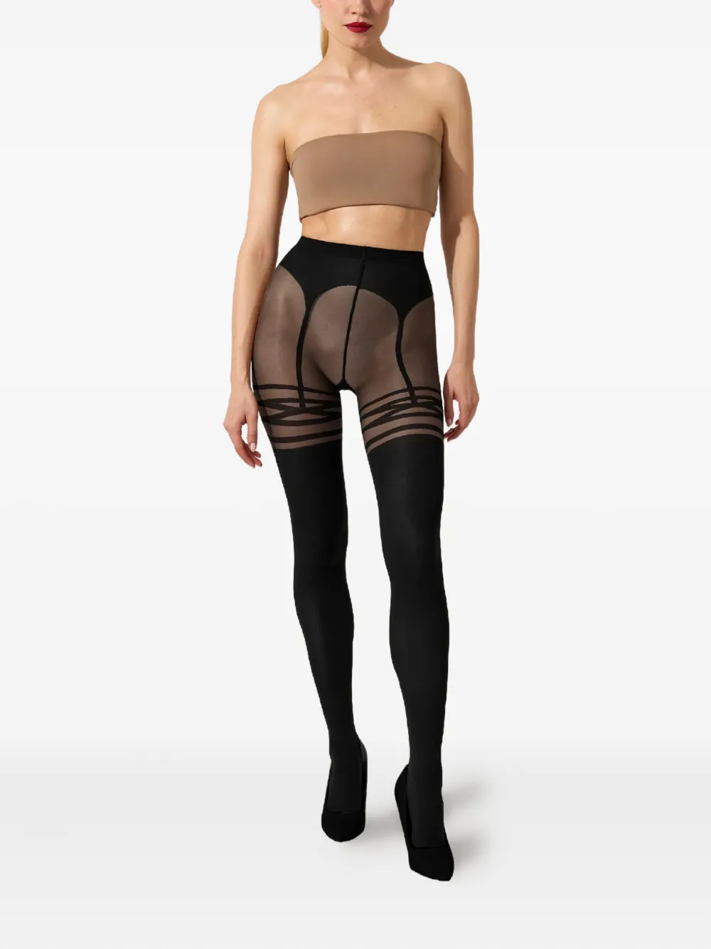Wolford Suspender-patterned Tights In Black