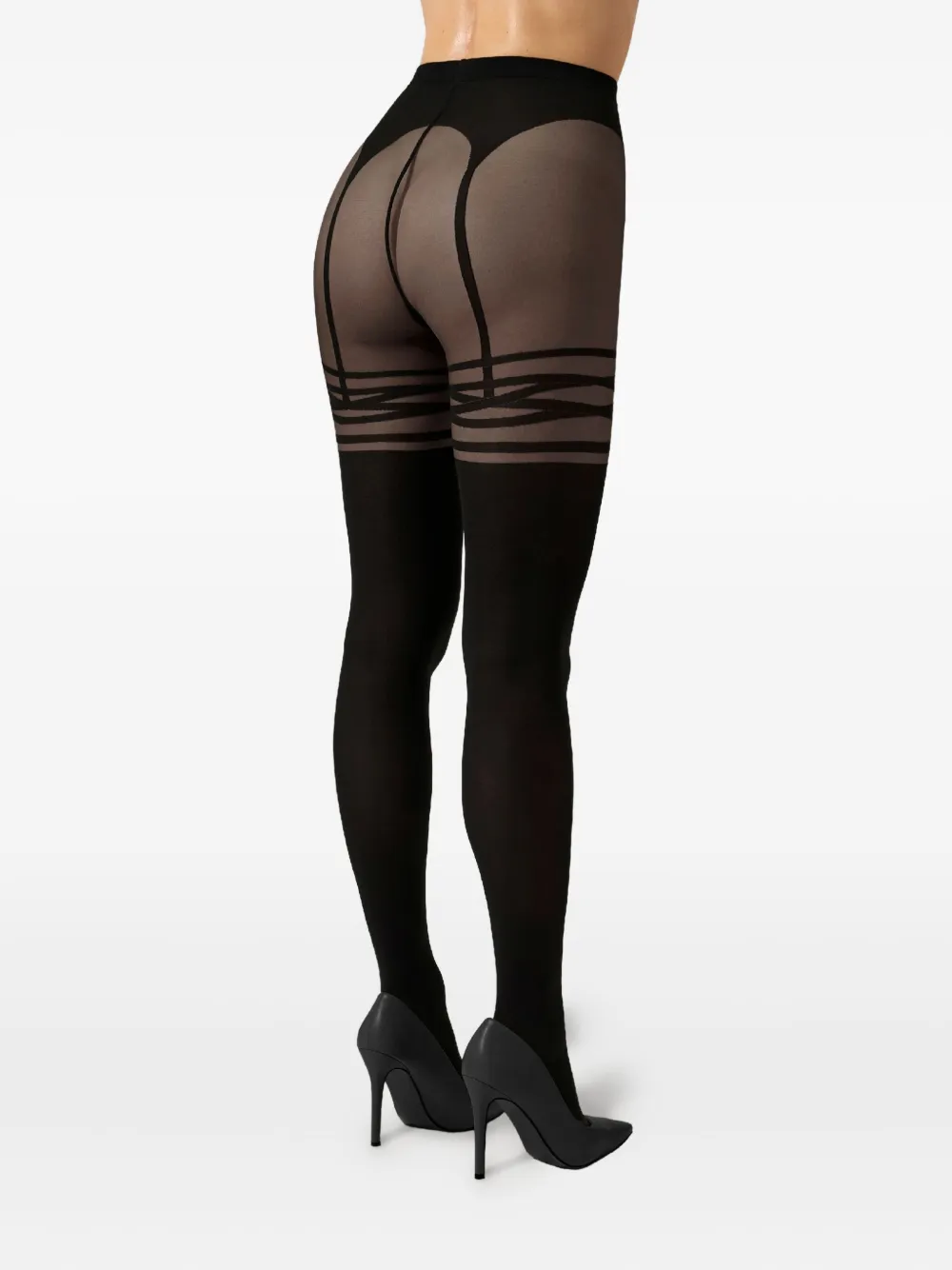 Wolford Suspender-patterned Tights In Black