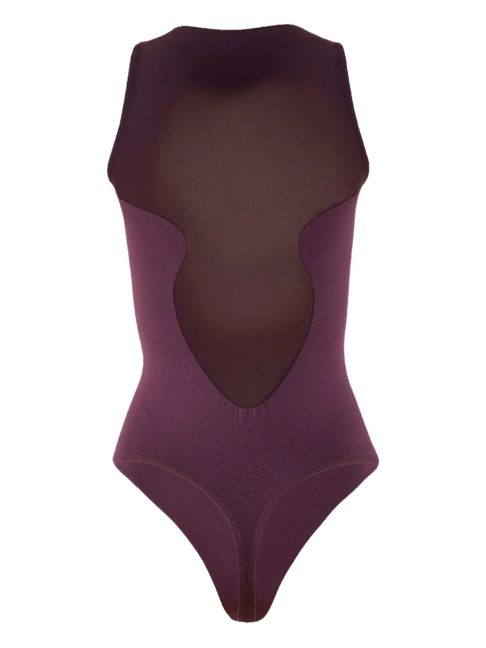 Wolford Mesh-insert Bustier String Body In Purple