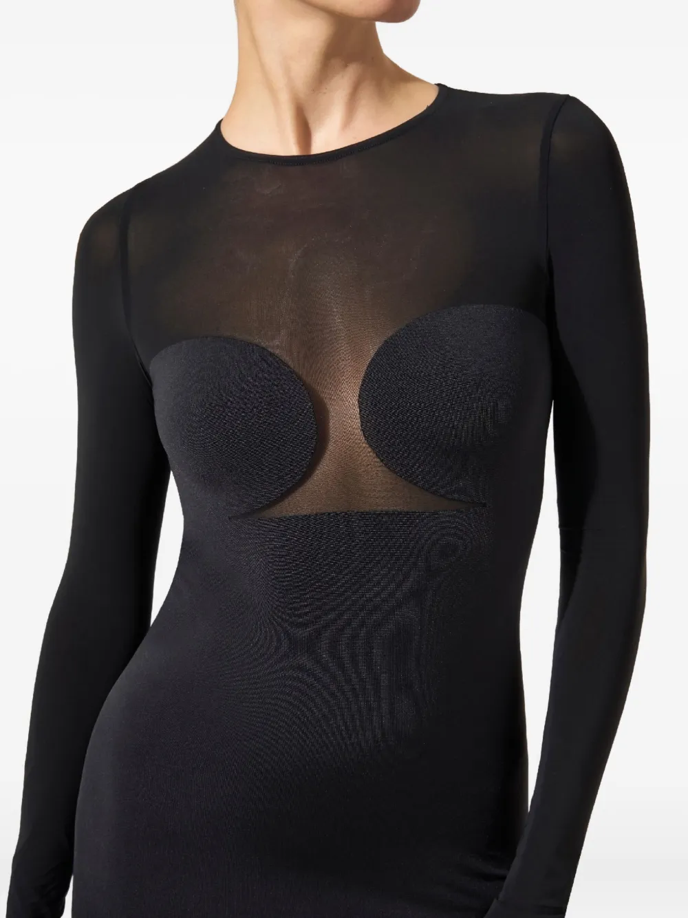 Wolford Blouse met doorzichtig vlak en lange mouwen Zwart