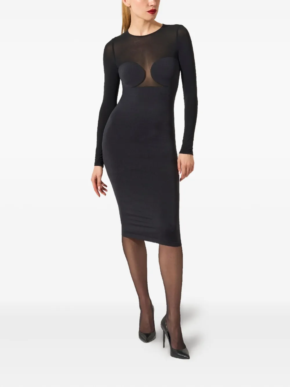 Wolford Blouse met doorzichtig vlak en lange mouwen - Zwart