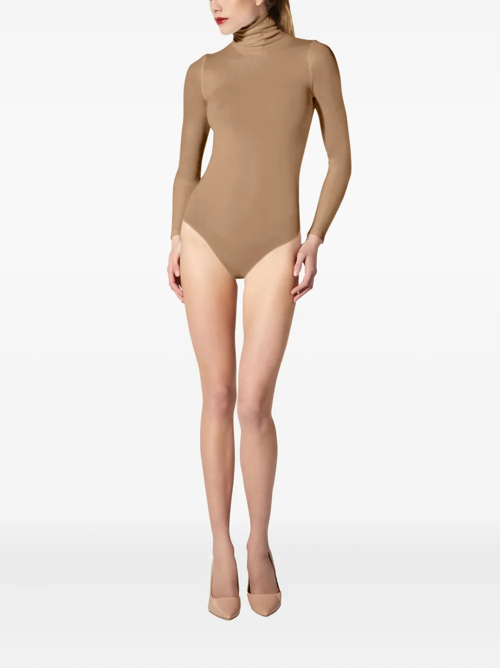 Wolford Turtleneck Long-sleeve Bodysuit In Gray