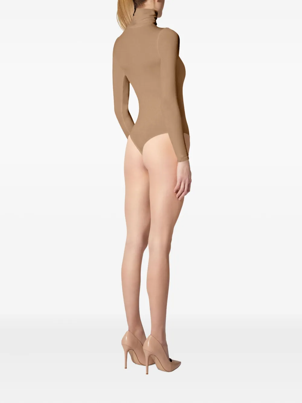 Wolford Turtleneck Long-sleeve Bodysuit In Gray