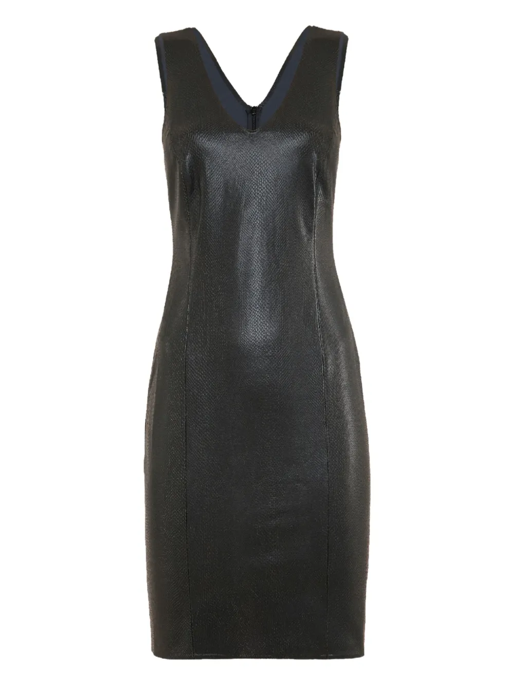 Wolford V-neck Leather Mini Dress In Black