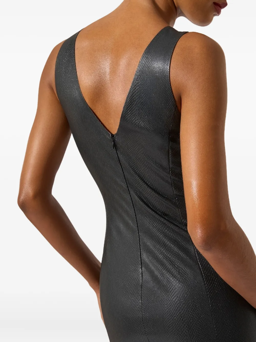 Wolford V-neck Leather Mini Dress In Black