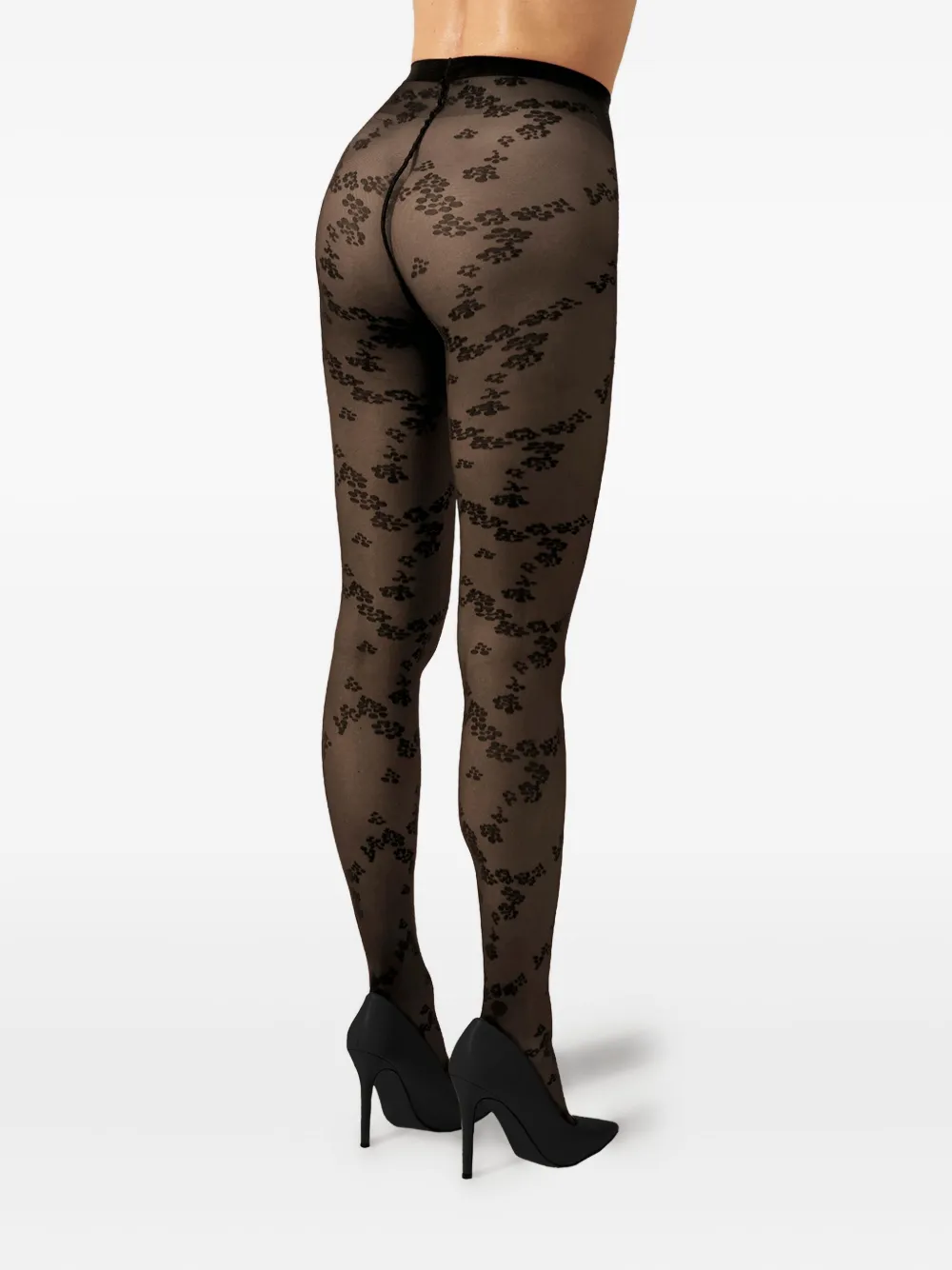 Wolford Floret Patterned Tights In Black
