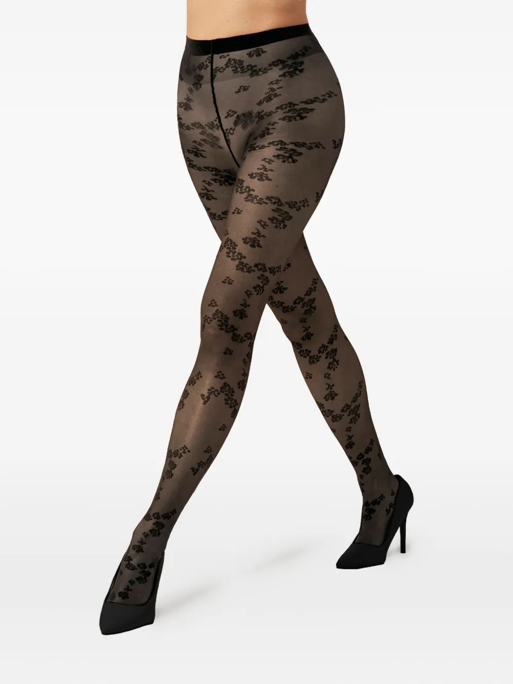 Wolford Floret Patterned Tights In Black