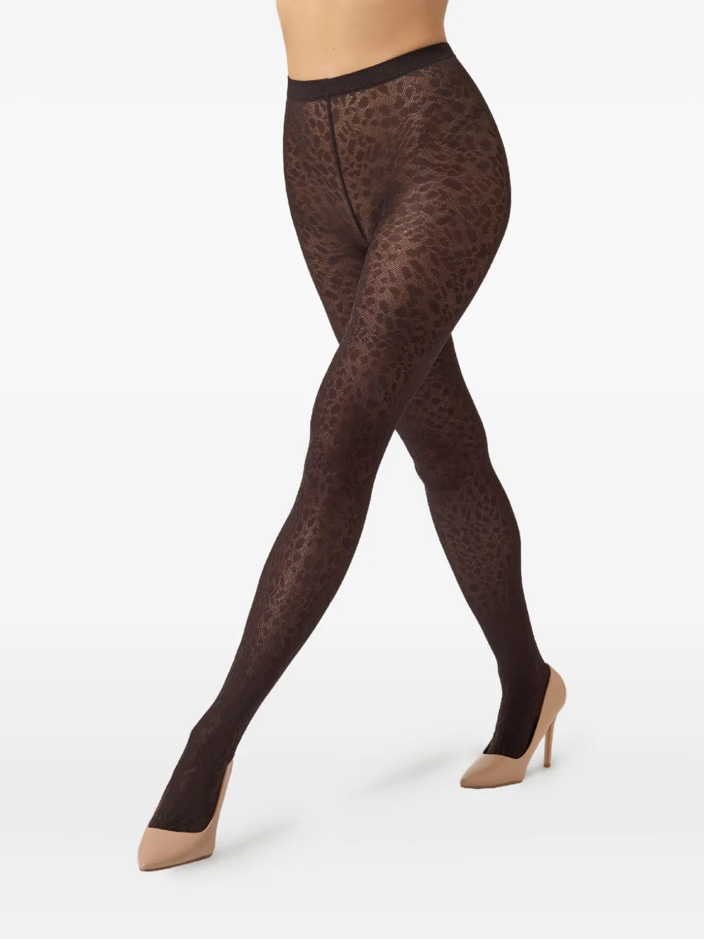 Wolford Pantera-print Tights In Brown