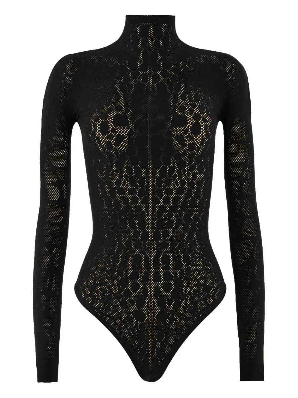 Wolford net-pattern turtleneck bodysuit | Black | Image 1