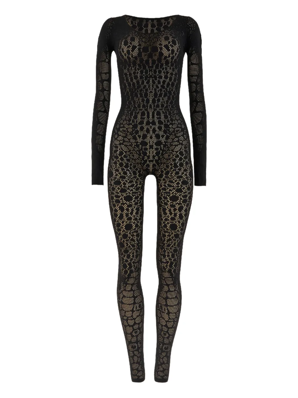 Wolford Python-pattern Long-sleeve Jumpsuit In Black