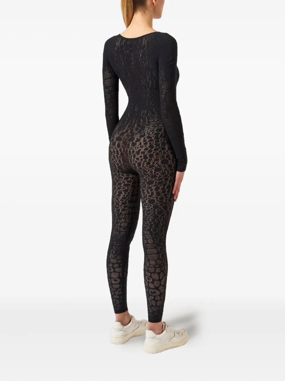 Wolford Python-pattern Long-sleeve Jumpsuit In Black