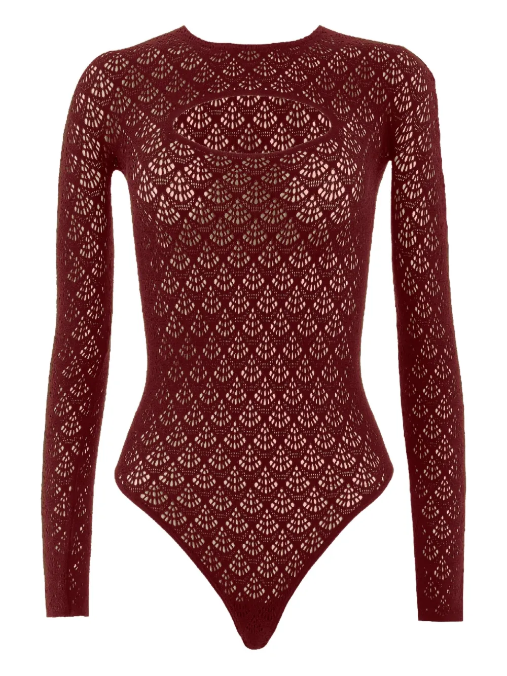 Wolford net-pattern long-sleeve bodysuit | Red | Image 1