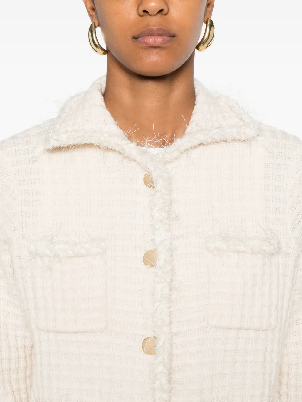 Allude Vest met gerafelde zak Beige