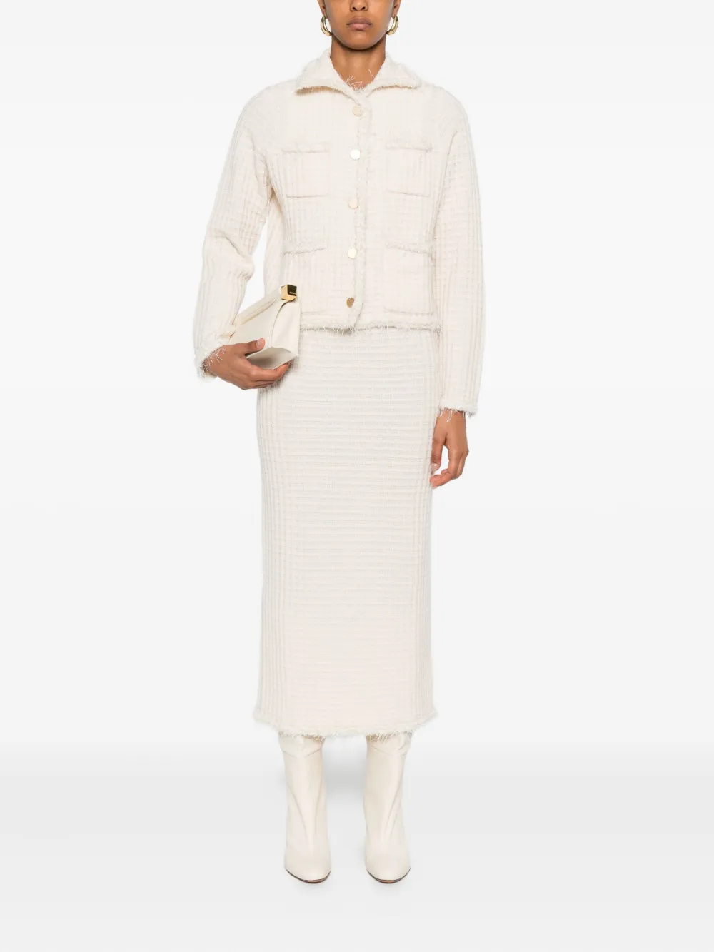 Allude Vest met gerafelde zak Beige