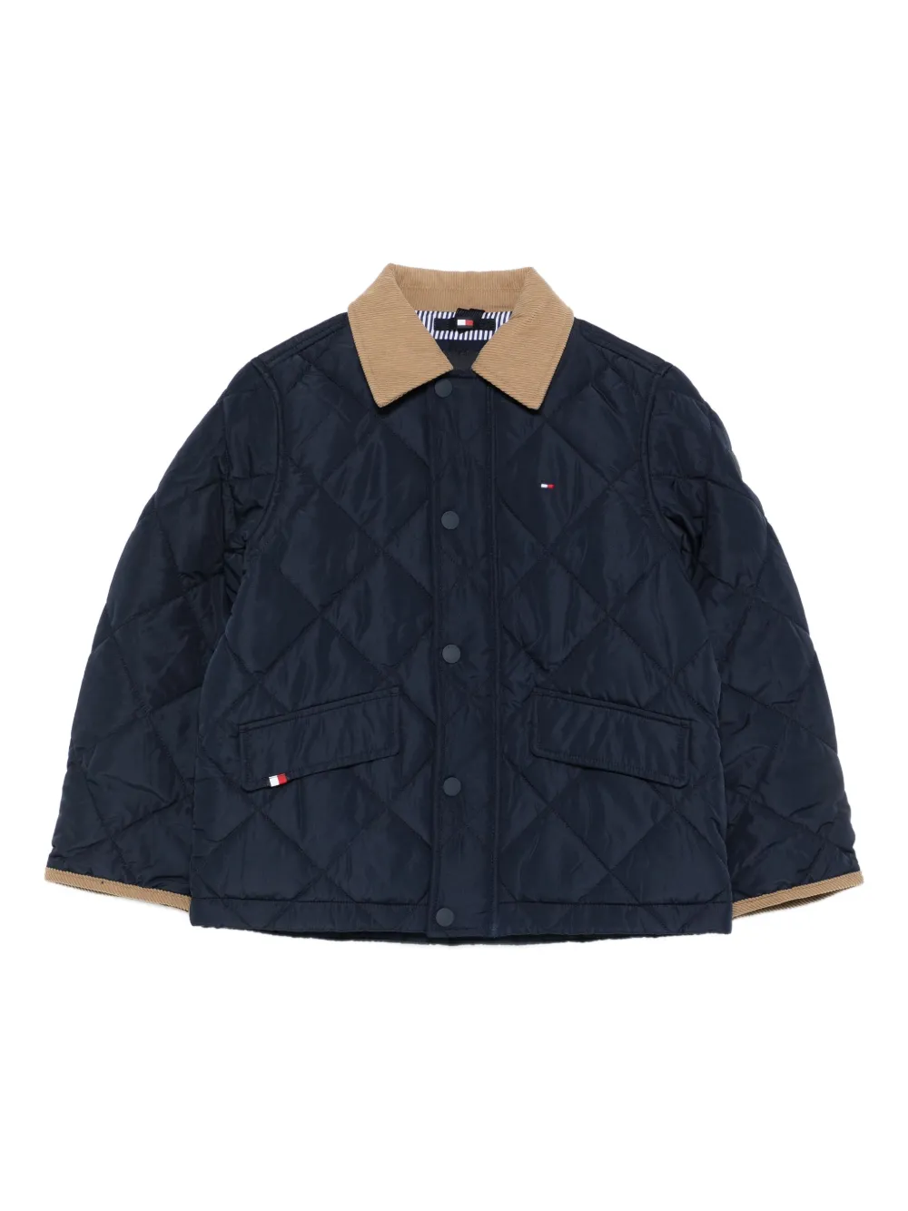 Tommy Hilfiger Junior Gewatteerd jack met dia tvormig patroon Blauw