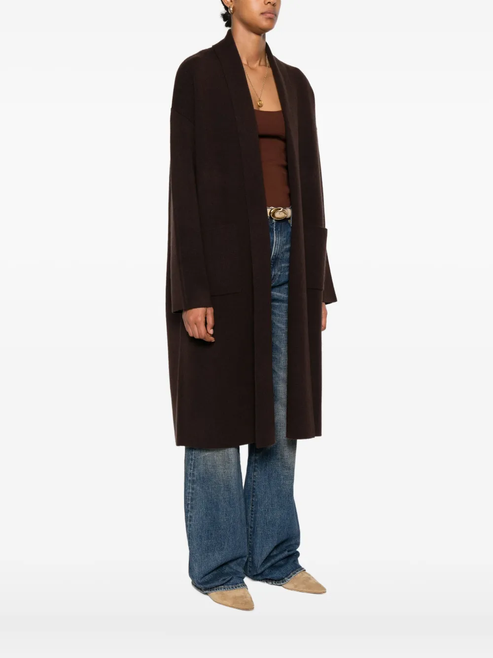Allude Open-front Coat In Black
