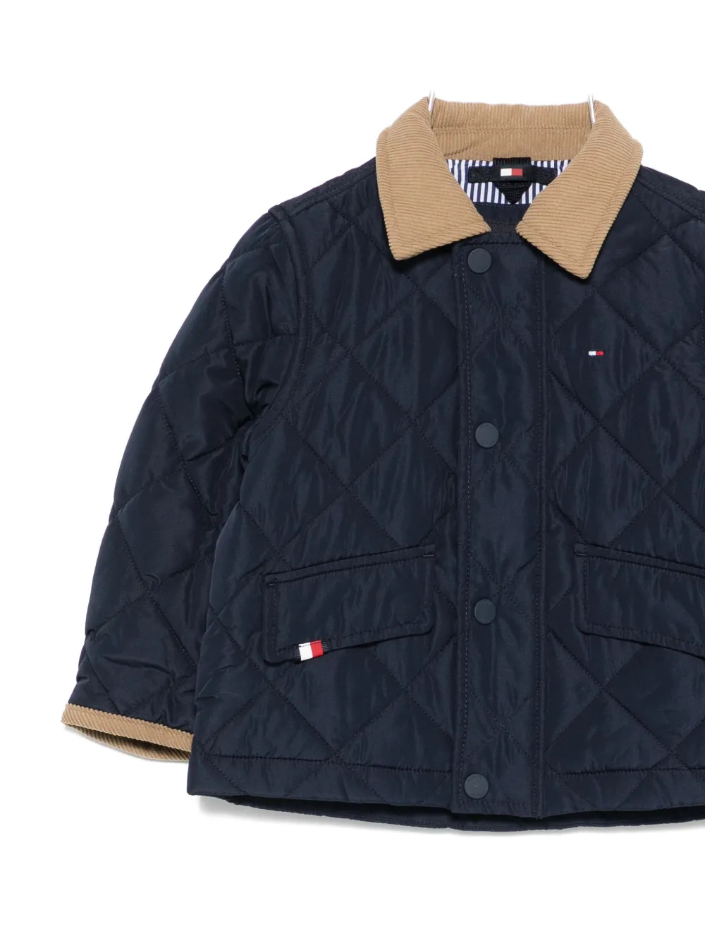 Tommy Hilfiger Junior Gewatteerd jack met ribfluwelen kraag Blauw