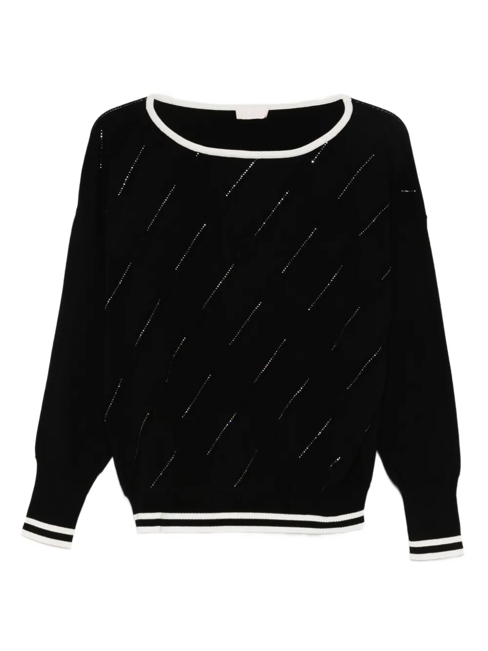 LIU JO stripe-embellished boat-neck sweater Zwart