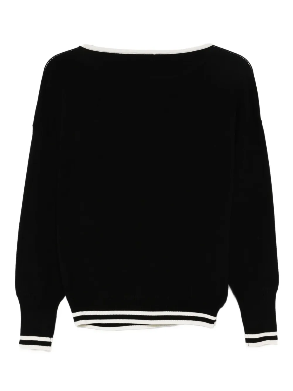 LIU JO stripe-embellished boat-neck sweater Zwart
