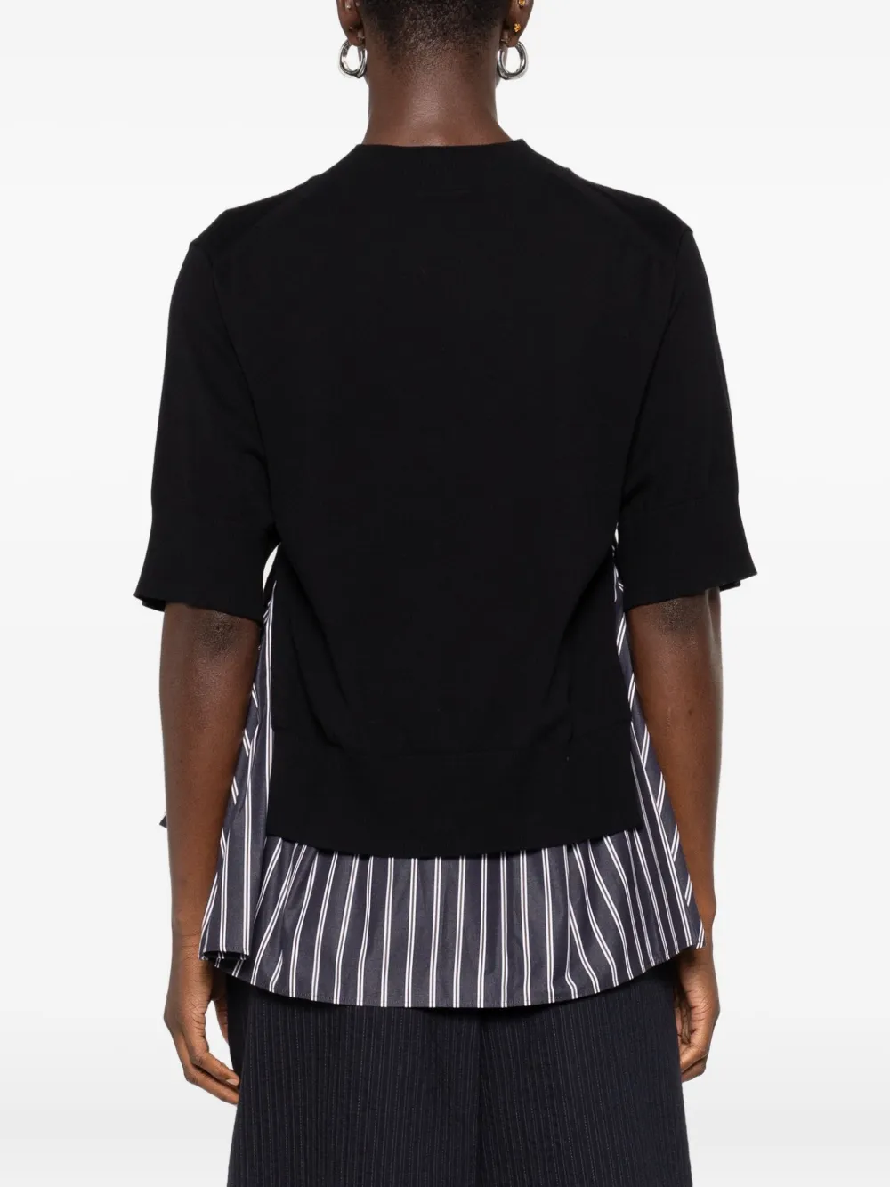 sacai Gelaagde gestreepte top Zwart