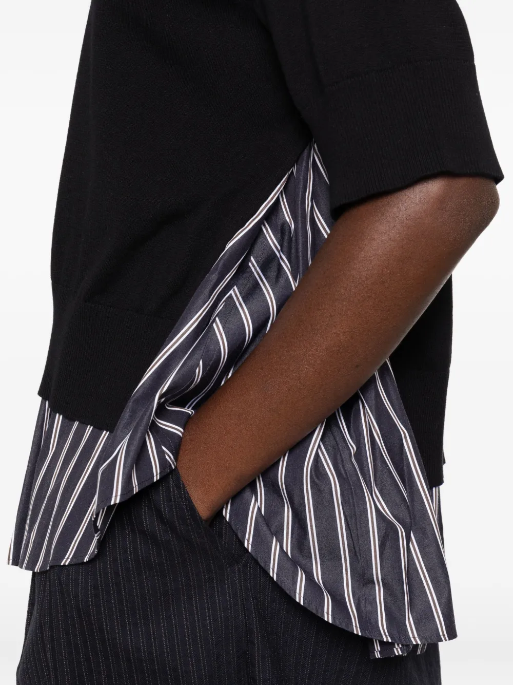 sacai Gelaagde gestreepte top Zwart
